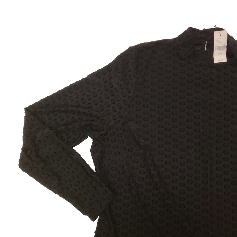 Lane Bryant Blouse Shirt Jaquard Spot Longsleeve Mock Turtleneck Black 14 16 NWT - Picture 11 of 13
